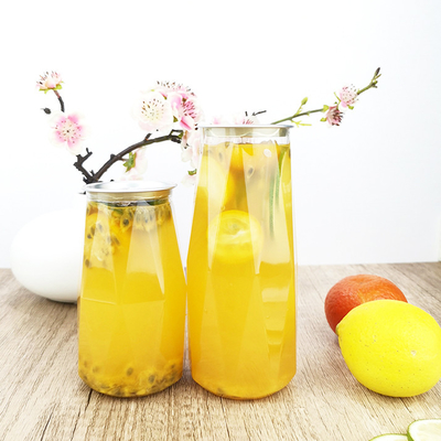 Kolay Çekme Kapaklı Soğuk Preslenmiş Meyve Suları ile Elmas Şekli 380ml PET Plastik Şişeler