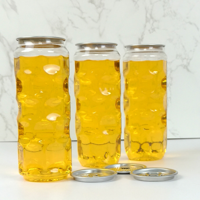 Kolay Çekme Kapaklı Soğuk Preslenmiş Meyve Suları ile 500ml Şeffaf Plastik Boş Kavanozlar