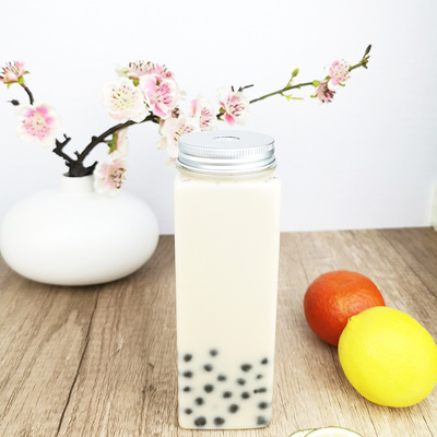 500 ml BRA-Free Screw Cap Jars, Flat Square Shape, Kapalı Şeffaf Plastik Kaplar, Çay, Süt, Meyve suyu için Meyve Şişeleri