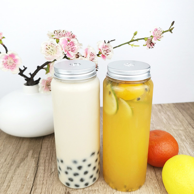 500 ml tekrar kullanılabilir PET şişesi ve vida kapaklı, gıda sınıfı süt, buzlu çay, kahve için açık kap