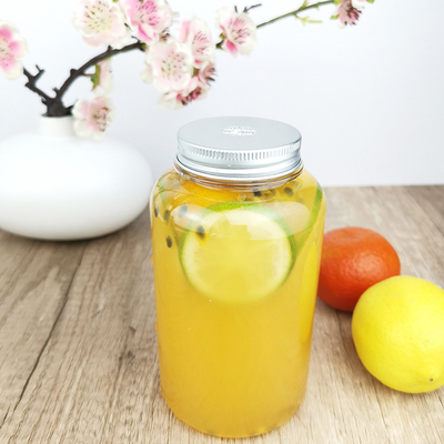 İçecekler Yuvarlak 600ml Plastik Vidalı Kapaklı Kapaklı Kavanozlar