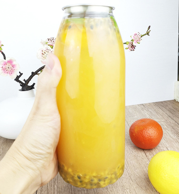 Çay, Süt, Soğuk Pres için gıda sınıfı, kolay çekme kapağı olan 1000 ml PET plastik meyve suyu depolama şişeleri