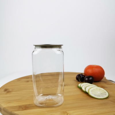 Kolay Çekme Kapaklı 350ml Plastik Gıda Konteyner Kavanozları Kare