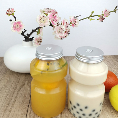500ml Gıda Sınıfı Tek Kullanımlık İçme Şişeleri Halka Kova Şekli, Şeffaf Plastik Şişeler / Kapaklı Saklama Kapları