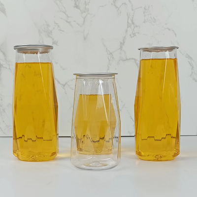 380ml Plastik Elmas Şekli Kolay Çekme Kapağı PET Gıda Kavanoz Çay Süt