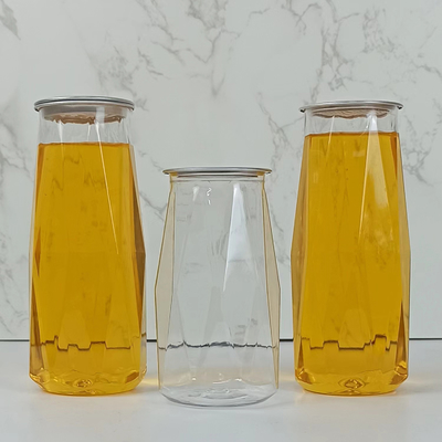 0.5L Kolay Açılan Kutular Elmas Şeklinde Kuru Ürünler PET Saklama Kavanozları